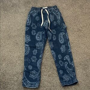 BDG Men's Dark Blue Paisley Straight Jeans